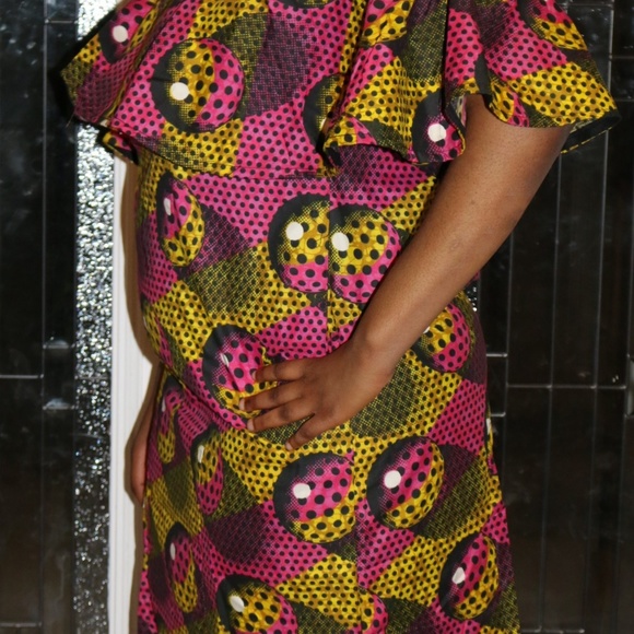 Ankara Cold shoulder dress - Picture 2 of 4
